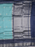 Green mango fancy saree allover zari motifs with contrast pallu and attached blouse