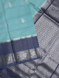 Green mango fancy saree allover zari motifs with contrast pallu and attached blouse