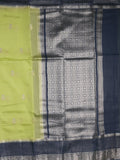 Green mango fancy saree allover zari motifs with contrast pallu and attached blouse
