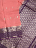Green mango fancy saree allover zari motifs with contrast pallu and attached blouse