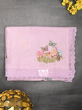Kota fancy saree light purple color allover embroidery & fancy border with printed pallu and printed blouse