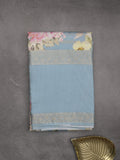 Munga fancy floral printed saree with big border and attached blouse