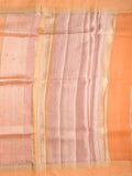 Raw mango fancy saree in peach color with allover zari weaves and zari border with brocade pallu & blouse