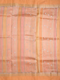 Raw mango fancy saree in peach color with allover zari weaves and zari border with brocade pallu & blouse