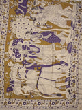 Kalamkari silk fancy saree in cream color with contrast border & printed pallu and printed blouse