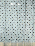 Dola silk fancy saree light blue color allover prints & zari border with printed pallu and printed blouse