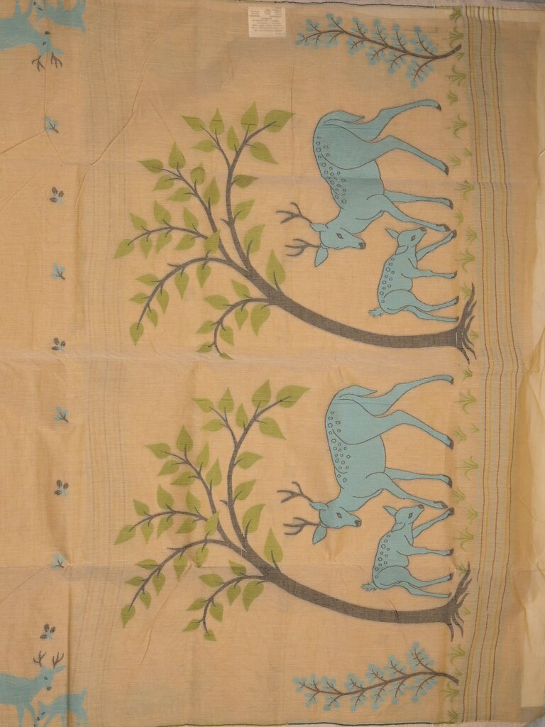 Jamdani cotton saree allover motifs and weaving pallu and attached plain blouse