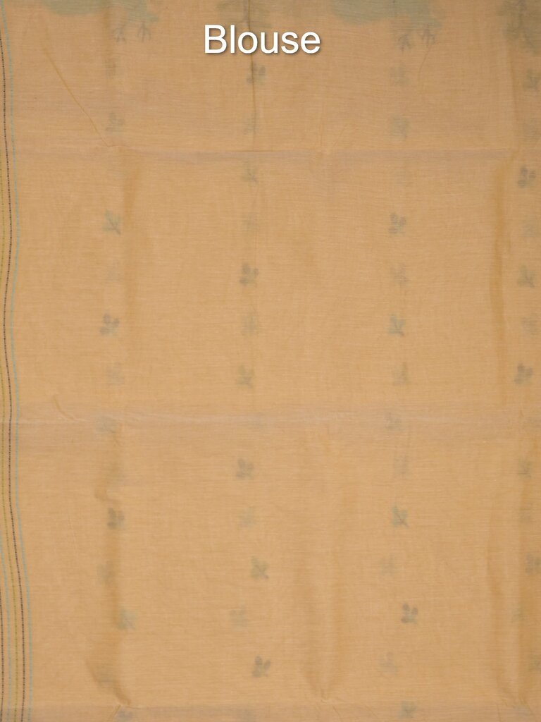 Jamdani cotton saree allover motifs and weaving pallu and attached plain blouse