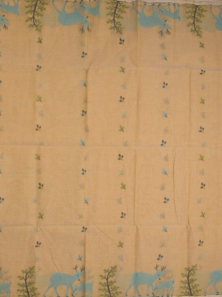 Jamdani cotton saree allover motifs and weaving pallu and attached plain blouse