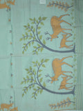Jamdani cotton saree allover motifs and weaving pallu and attached plain blouse