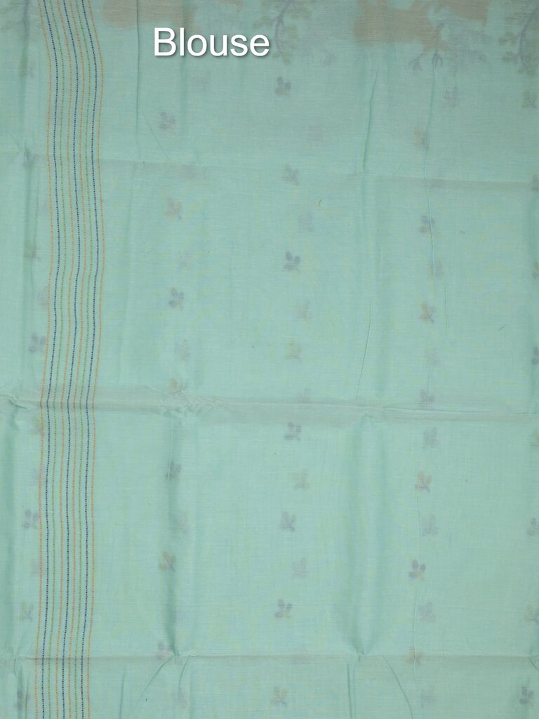 Jamdani cotton saree allover motifs and weaving pallu and attached plain blouse