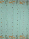 Jamdani cotton saree allover motifs and weaving pallu and attached plain blouse