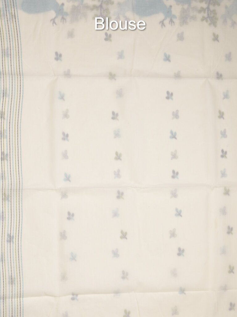 Jamdani cotton saree allover motifs and weaving pallu and attached plain blouse