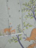 Jamdani cotton saree allover motifs and weaving pallu and attached plain blouse
