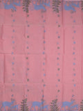 Jamdani cotton saree allover motifs and weaving pallu and attached plain blouse