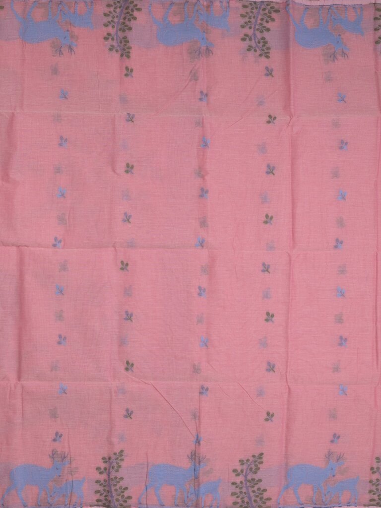 Jamdani cotton saree allover motifs and weaving pallu and attached plain blouse