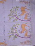 Jamdani cotton saree allover motifs and weaving pallu and attached plain blouse