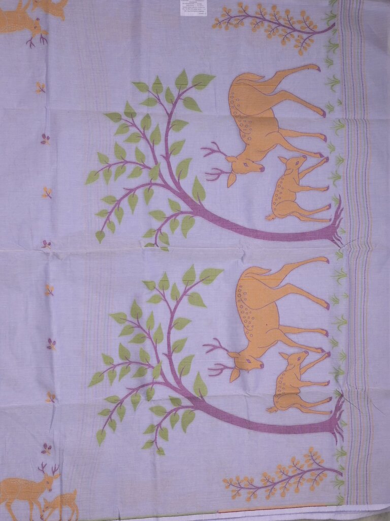 Jamdani cotton saree allover motifs and weaving pallu and attached plain blouse