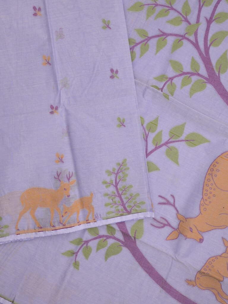 Jamdani cotton saree allover motifs and weaving pallu and attached plain blouse