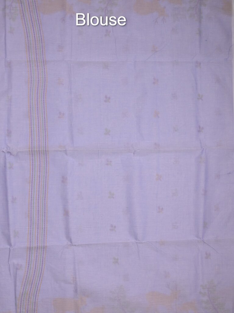 Jamdani cotton saree allover motifs and weaving pallu and attached plain blouse