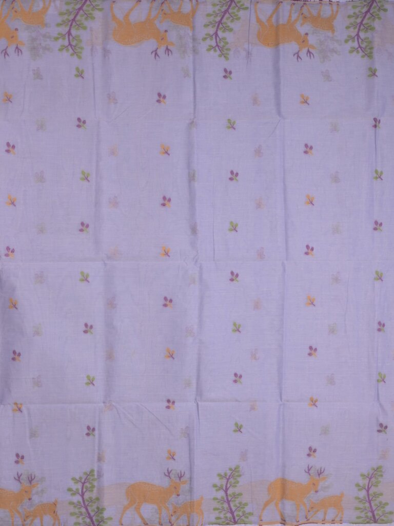 Jamdani cotton saree allover motifs and weaving pallu and attached plain blouse