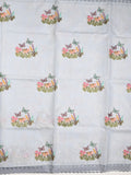Kota fancy saree pastel grey color allover embroidery & fancy border with printed pallu and printed blouse