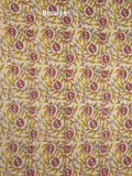 Mangalagiri cotton saree in yellow color with kalamkari border and zari pallu & kalamkari blouse