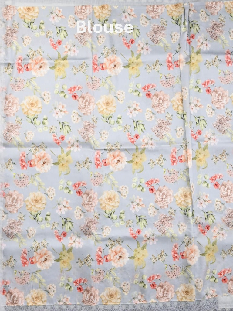 Kota fancy saree pastel grey color allover embroidery & fancy border with printed pallu and printed blouse