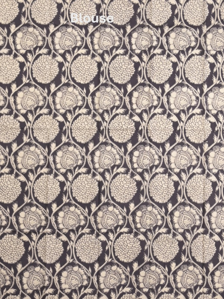 Mangalagiri cotton saree in dark green color with kalamkari border and zari pallu & kalamkari blouse