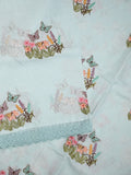 Kota fancy saree pastel blue color allover embroidery & fancy border with printed pallu and printed blouse
