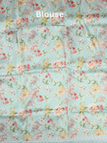 Kota fancy saree pastel blue color allover embroidery & fancy border with printed pallu and printed blouse