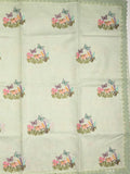 Kota fancy saree light pastel green color allover embroidery & fancy border with printed pallu and printed blouse