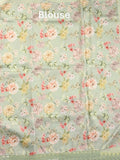 Kota fancy saree light pastel green color allover embroidery & fancy border with printed pallu and printed blouse