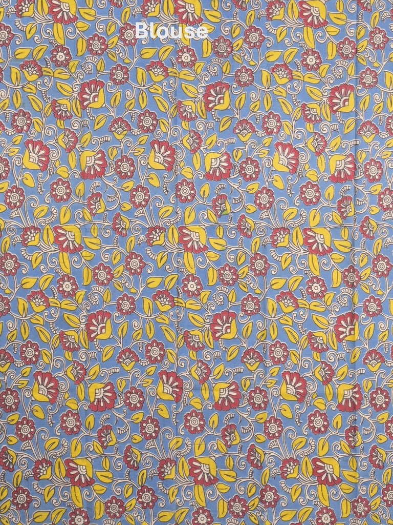 Mangalagiri cotton saree in onion pink color with kalamkari border and zari pallu & kalamkari blouse