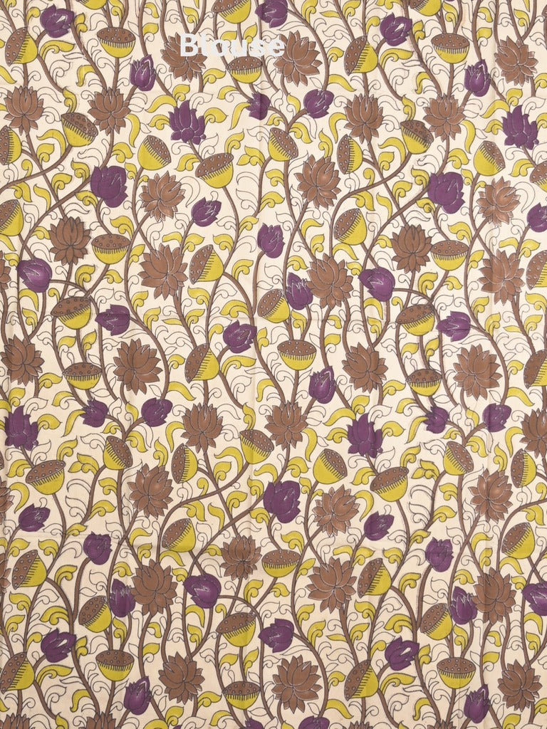 Mangalagiri cotton saree in royal blue color with kalamkari border and zari pallu & kalamkari blouse