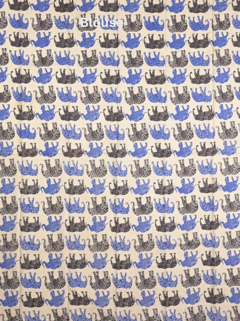 Mangalagiri cotton saree in sky blue color with kalamkari border and zari pallu & kalamkari blouse