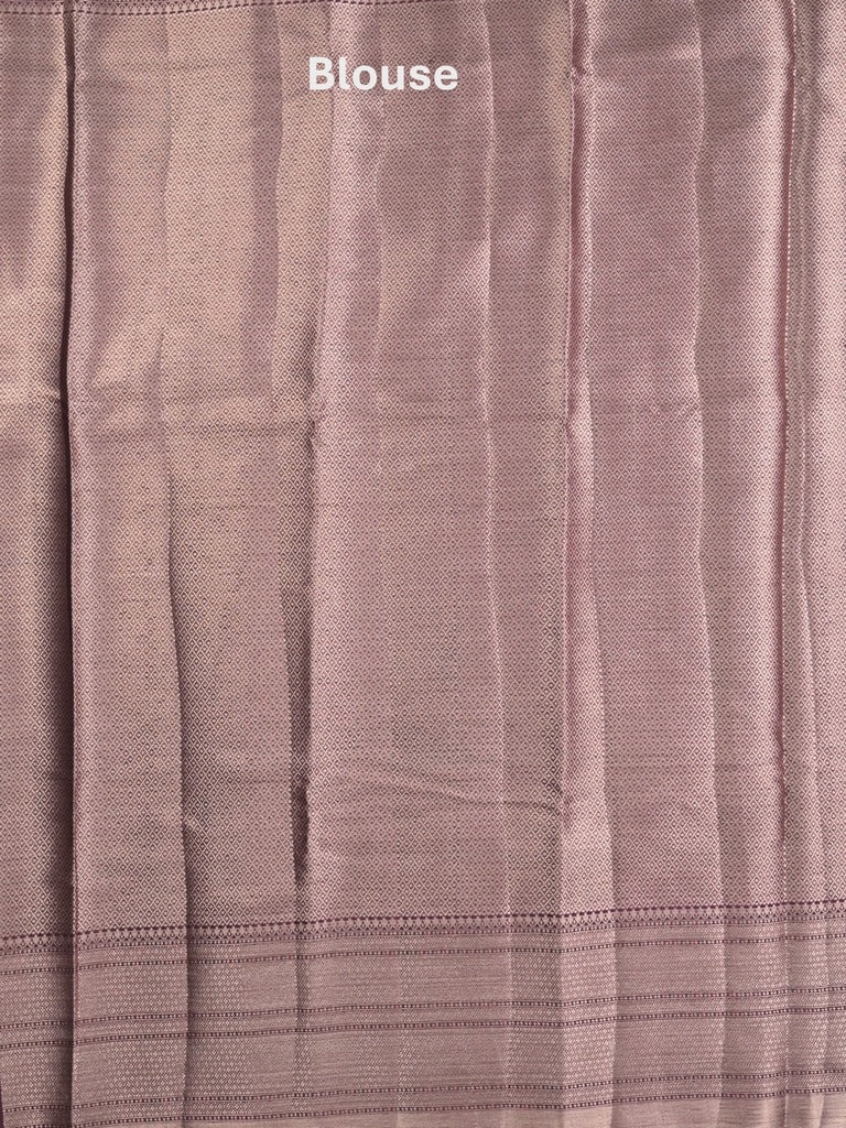 Kora fancy saree purple color allover checks with zari border and rich pallu & brocade blouse