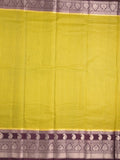 Kora fancy saree yellow color allover checks with zari border and rich pallu & brocade blouse