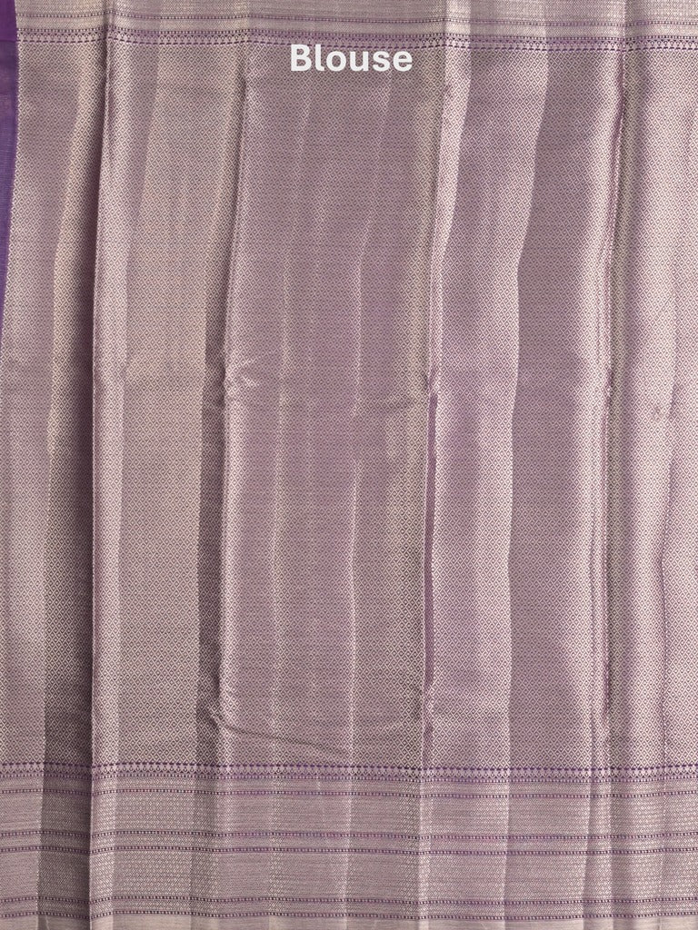 Kora fancy saree light blue color allover checks with zari border and rich pallu & brocade blouse