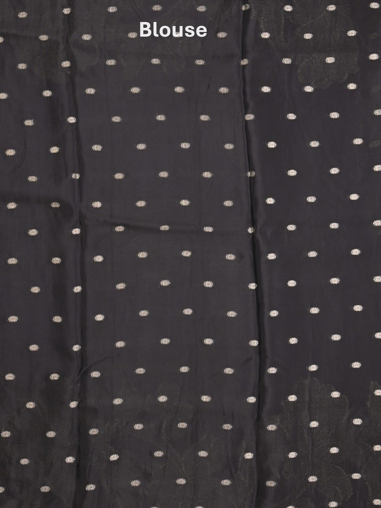 Kora fancy saree black color allover plain with zari border and zari pallu & self blouse