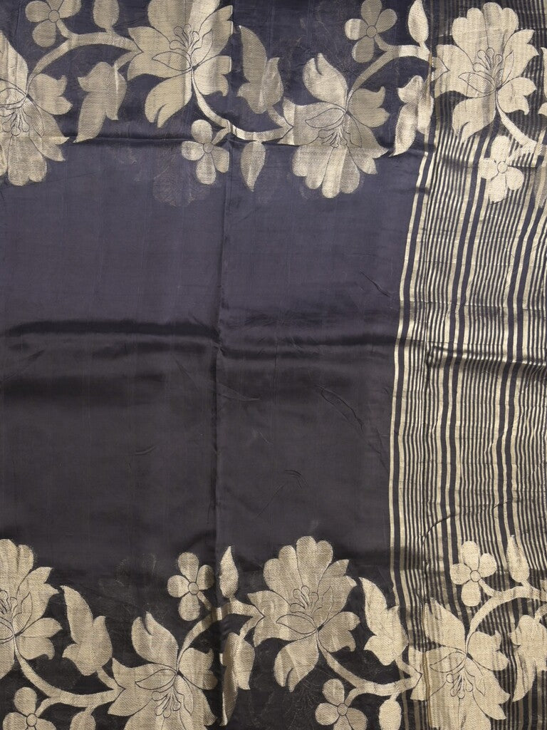 Kora fancy saree black color allover plain with zari border and zari pallu & self blouse