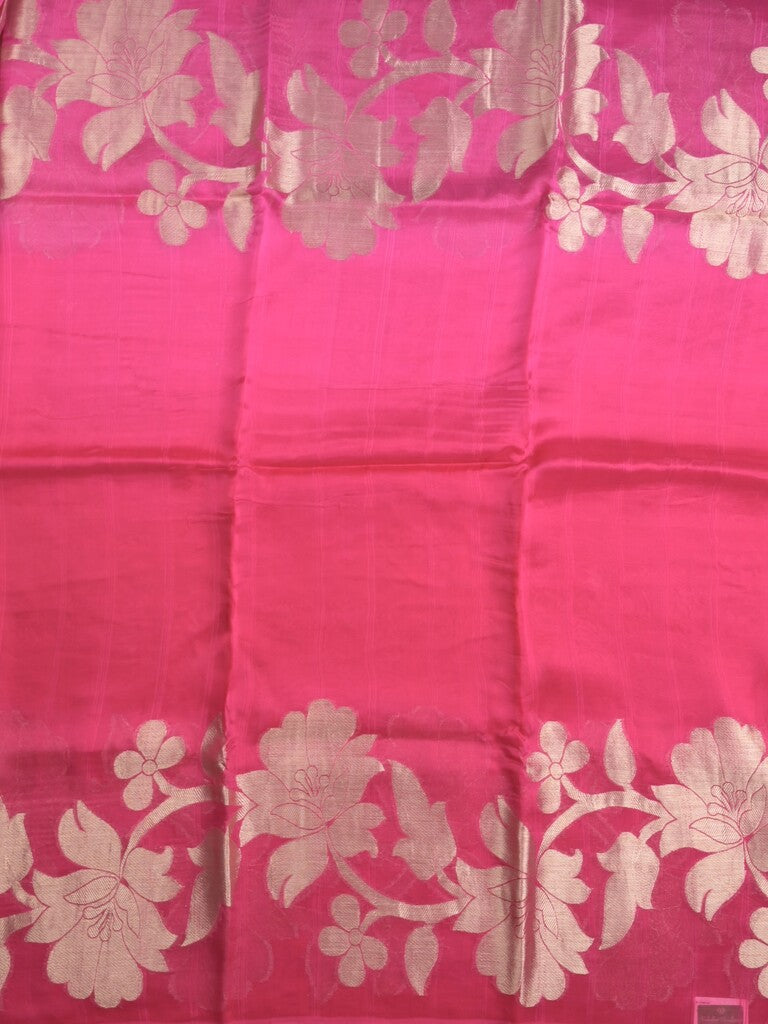 Kora fancy saree pink color allover plain with zari border and zari pallu & self blouse