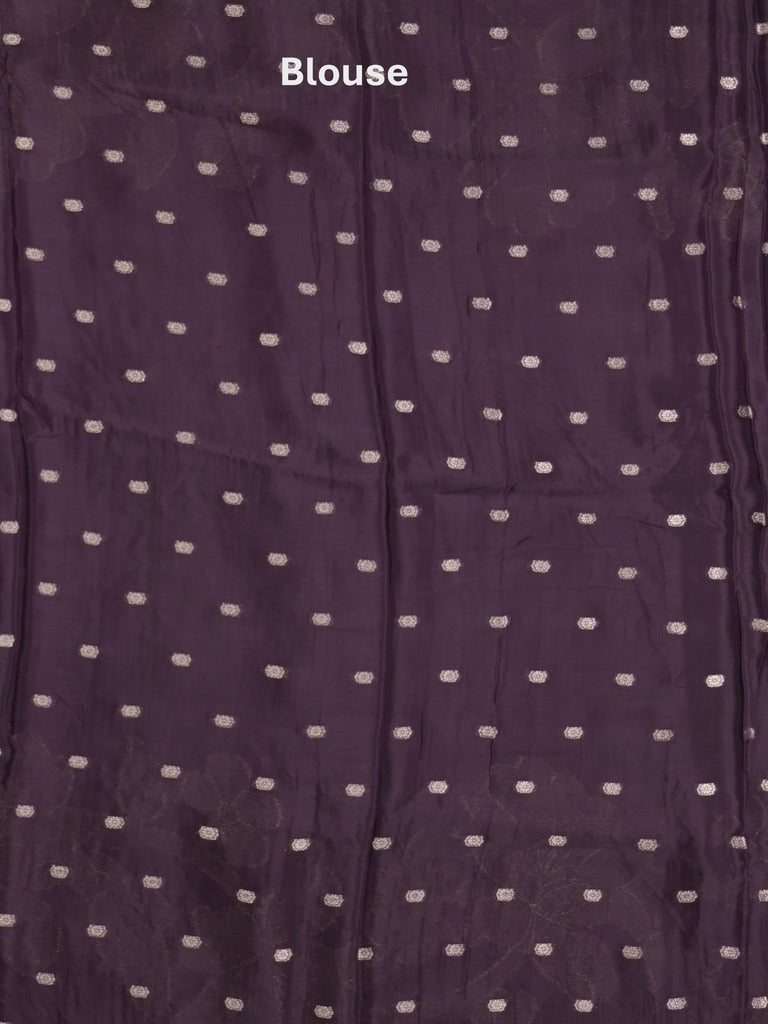 Kora fancy saree violet color allover plain with zari border and zari pallu & self blouse