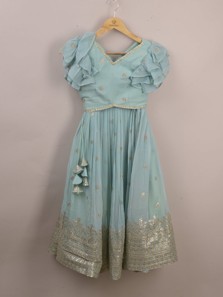 Designer lehengas for girls | sky blue | party wear & festive wear | 8-9 years