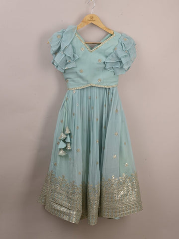 Designer lehengas for girls | sky blue | party wear & festive wear | 8-9 years