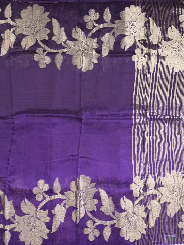 Kora fancy saree blue color allover plain with zari border and zari pallu & self blouse