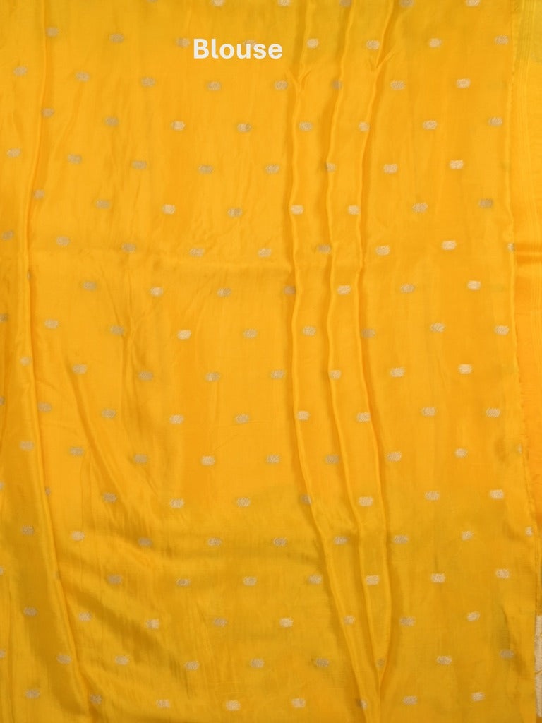 Kora fancy saree yellow color allover plain with zari border and zari pallu & self blouse