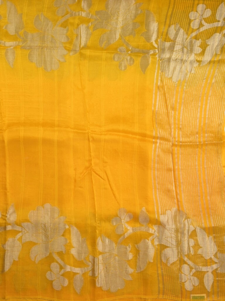 Kora fancy saree yellow color allover plain with zari border and zari pallu & self blouse