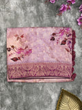Dola silk fancy saree pastel purple color allover prints & zari border with rich pallu and contrast plain blouse