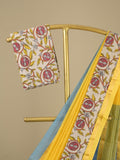 Mangalagiri cotton saree in yellow color with kalamkari border and zari pallu & kalamkari blouse
